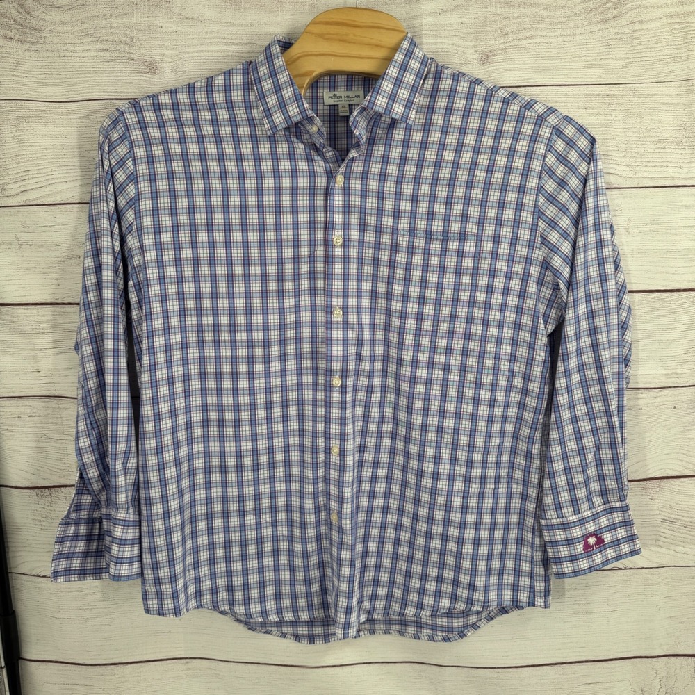 Peter Millar Summer Comfort Plaid Button Down Shirt Mens XL Performance